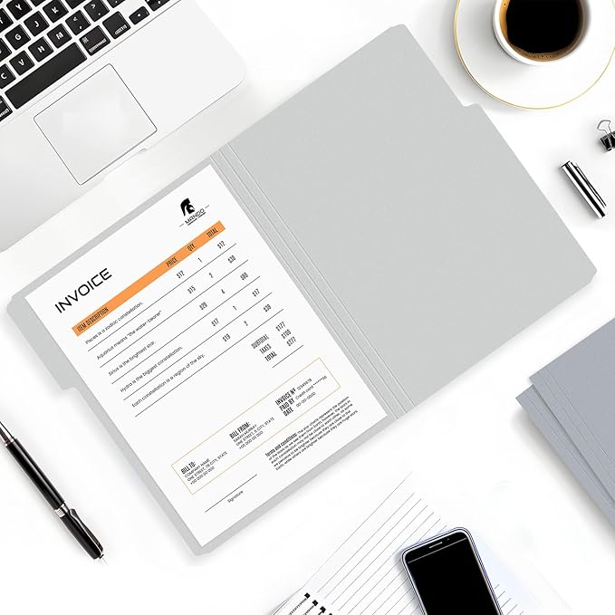 SUNEE File Folders, 18 Pack Manilla Folders 8.5 x 11, Colored Folders Office Organization Home School Folders for Documents Files Paper,Gray Colors