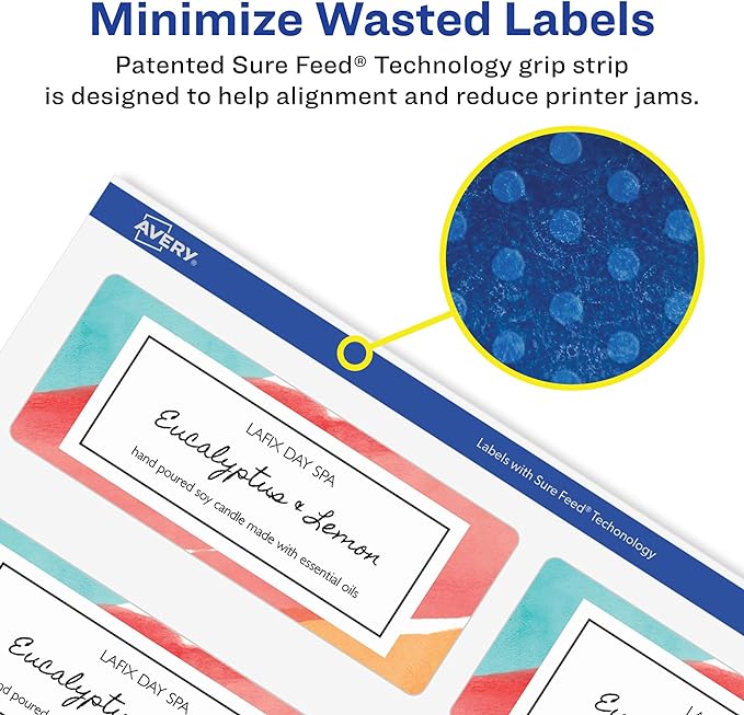 Avery Address Labels with Sure Feed and Easy Peel Technology, Glossy White Labels, 1" x 2-5/8", Permanent, Laser/Inkjet, 750 Glossy Labels (6526)