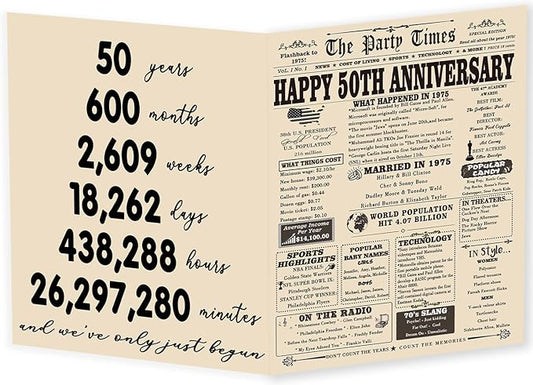 YiKaLus Funny 50th Wedding Anniversary Card Gift for Mom Dad, Happy Golden Anniversary Decorations for Couples, Best Gift ideas for Grandparents 50 Years Anniversary