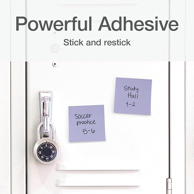 Redi-Tag Sticky Notes, Power Stick Notes, Adhesive Reminders, 3" x 3" Reusable Notes, Strong Adhesive Memos, Assorted Bright Colors, 18 Pack (1000977)