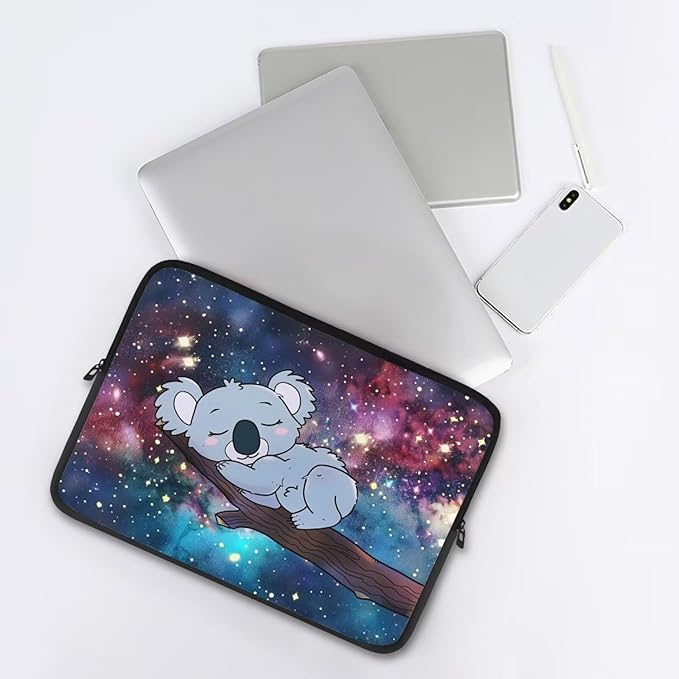 Galaxy Koala Computer Sleeve for Women Girls 17 inch Laptop Sleeve Durable Lap Top Case with Multiple Uses Tablet Bag Kawaii Animal Laptop Carrying Case Briefcase Starry Night
