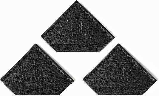 3 Pieces Leather Bookmarks Handmade Page Marker for Men Women Faux Leather Page Clips Corner Book Markers for Teachers Christmas Gift for Writers Bookworm Book Lovers (06-Black)