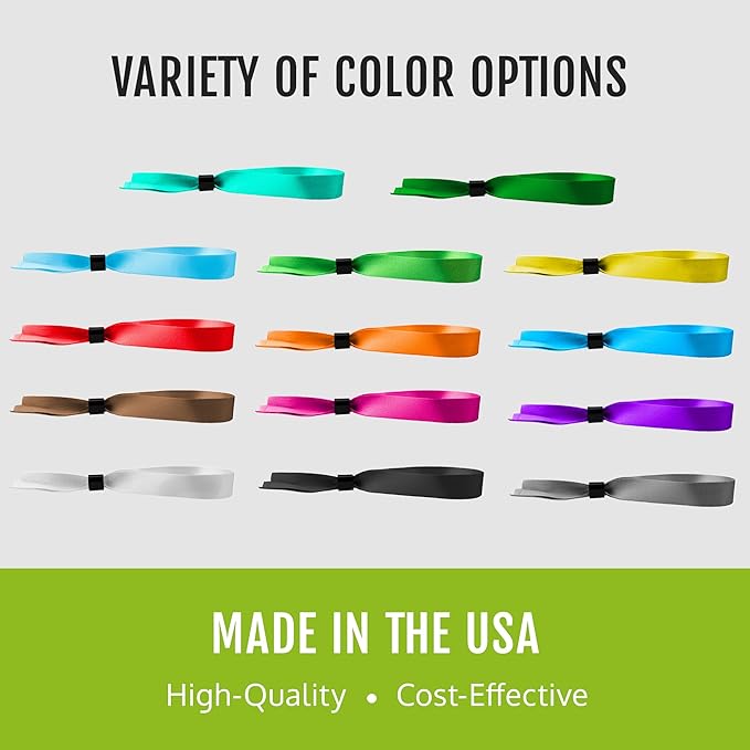 Wristco 100 White Cloth Event Wristbands – Plastic Closure to Prevent Transfer or Reuse – Premium-Grade Fabric Bracelets for Party Entry, Summer Camp, VIP Identification, Drink Ticket ID