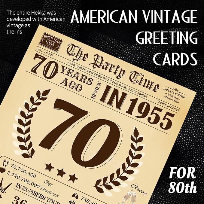 Funny 70th Birthday Card for Women Men, 3D Pop Up 70th Birthday Decorations for Her Him, Happy 70th Birthday Gifts for Grandma Grandpa, Jumbo 70 Year Old Birthday Card, Review of 1955, Classy (8"x10")