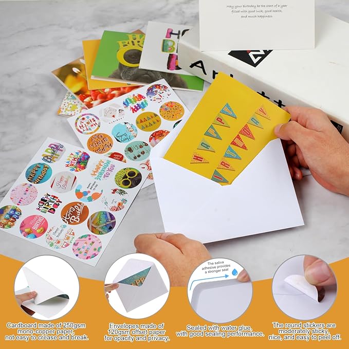 Joyberg 32 PCS Happy Birthday Cards Bulk with Envelopes, 4x6 Assorted Birthday Cards