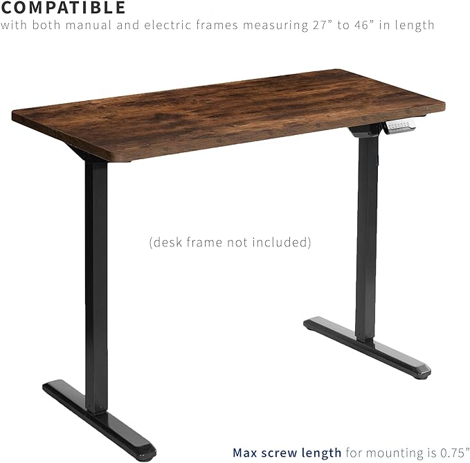 VIVO Universal 48 x 30 inch Solid One-Piece Table Top for Standard and Sit to Stand Height Adjustable Home and Office Desk Frames, Rustic Vintage Brown, DESK-TOP48-30N