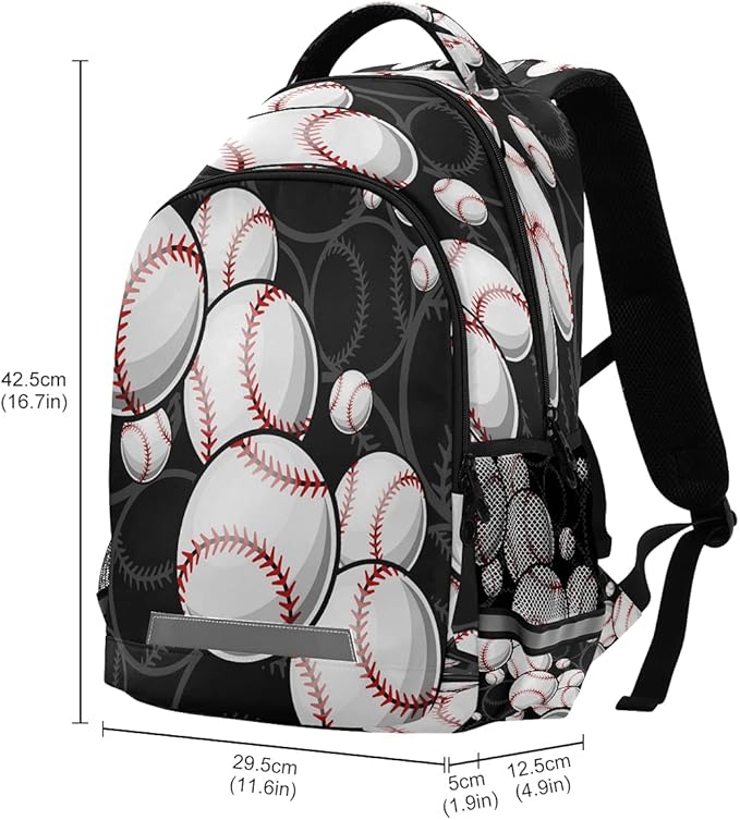 AUUXVA Sport Ball Baseball Theme Backpack School Bookbag Laptop Purse Casual Daypack for Teen Girls Women Boys Men College Travel