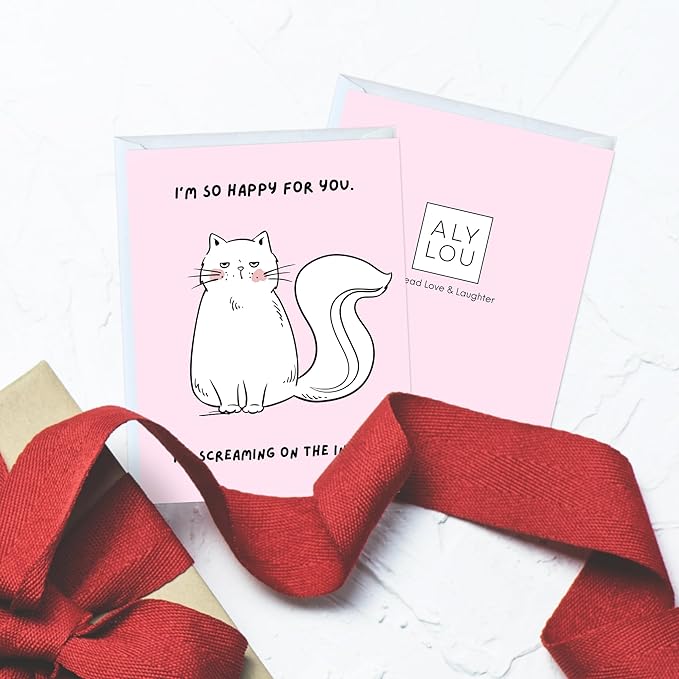 ALY LOU Congratulations Card, Graduation Card, Congrats Grad for Him/Her, Funny New Job Promotion, New Home, Wedding Celebration (I’m So Happy For You. I’m Screaming On The Inside.)