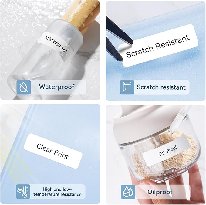 NIIMBOT Thermal Transfer Labels 0.55''x1.97'', Only for B18 Label Maker, PET Material, Waterproof and High-Temperature Resistance, Long Storage Time, White(14x50mm-125)