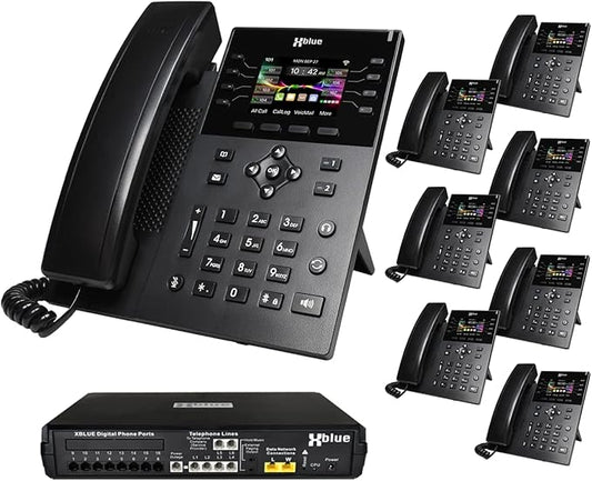 XBLUE X16 Plus VoIP System Bundle with (8) IP8g IP Phones - Including Auto Attendant, Voicemail, Remote Phone Extensions & Call Recording