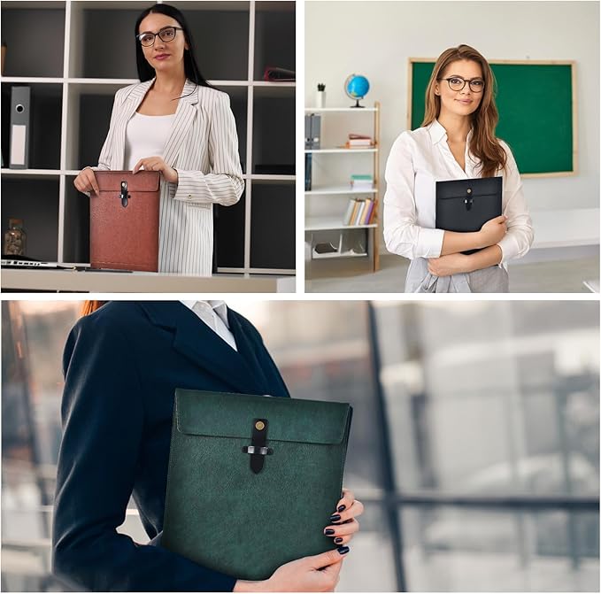 Green Leather File Folder Letter Size, File Organizer, Important Document Folder, Document Organizer, Laptop Sleeve Notebook Case, Leather Folder Paper Storage, A4 Envelopes Filing Folder 3PCS