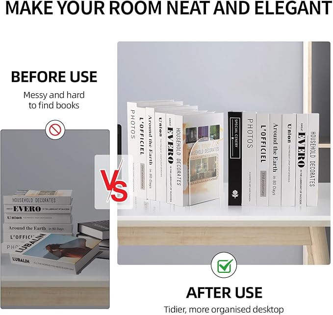 Book Ends for Shelves Clear Acrylic Bookends for Heavy Books Organizer Book Stopper to Hold Books for Home Office School and Desktop Decoration(Circular Arc) (6)