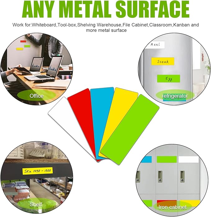 Dry Erase Magnetic Labels (1x3",Pack of 60),Write On Magnets Sticker,Real Waterproof/Reusable for Classroom&Office&Cabinet&whiteboard&Fridge&More (Yellow)