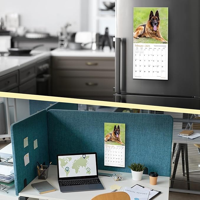 RED EMBER German Shepherds Mini 2025 Wall Calendar 12 Month | 7" x 14" Open | Thick & Sturdy Paper | Giftable | Calendar 2025