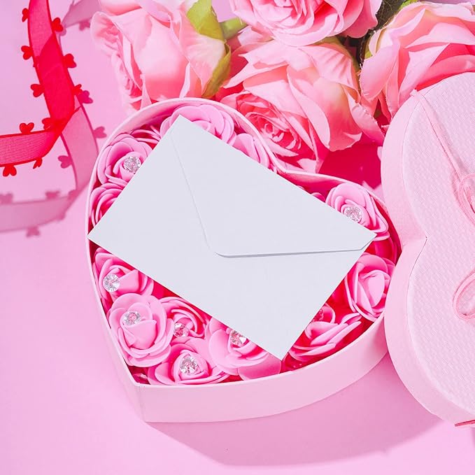 jiebor 100 Sets Small White Envelopes with Small Blank Gift Business Card Wedding Invitation Pocket Envelopes for Graduations Wedding Shower Holiday 4.37 x 2.91 Inch