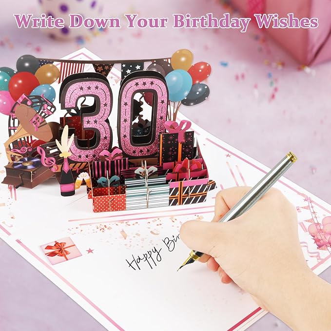 30th Birthday Card for Women Her, Jumbo 3D Pop Up 30th Birthday Gifts, Back In 1995 Happy 30 Year Old Sister Birthday Decorations Cards Card for Wife, Rose Gold