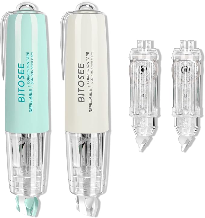 Refillable Retractable White Correction Tape, Mini Small Japan Aesthetic Cute Correction Tape Pen, with Easy to Refill Pen Applicator,for Kawaii School Office Supplies