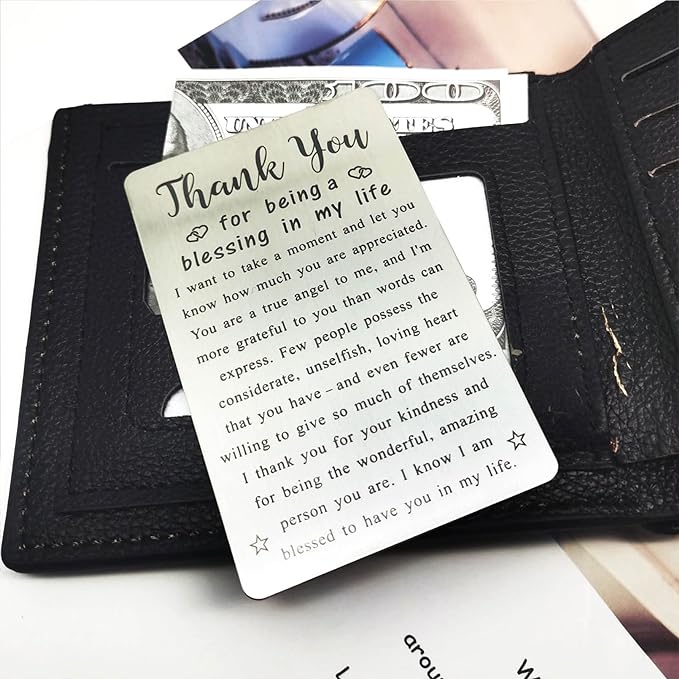 Metal Engraved Card - Thank You Gifts for Women Men - Appreciation Gifts for Friends - Thank You for Being A Blessing In My Life