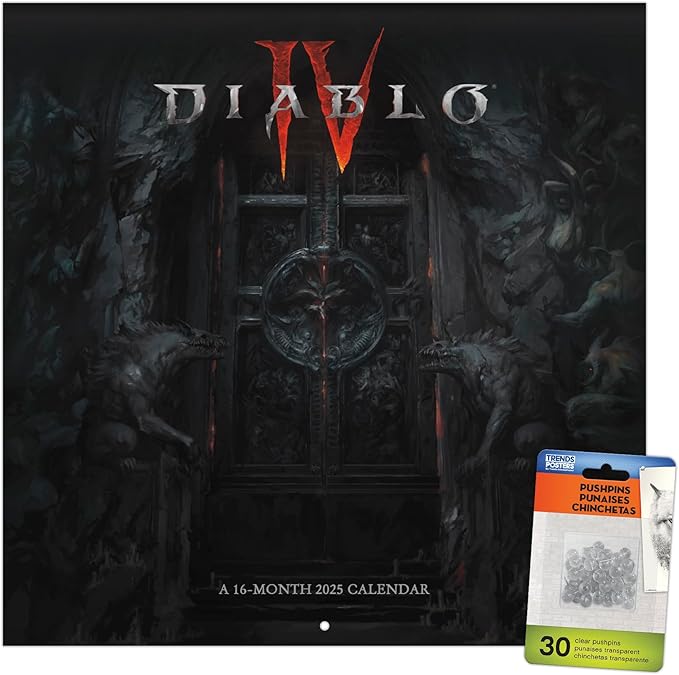 2025 Diablo 4 Wall Calendar & Push Pins