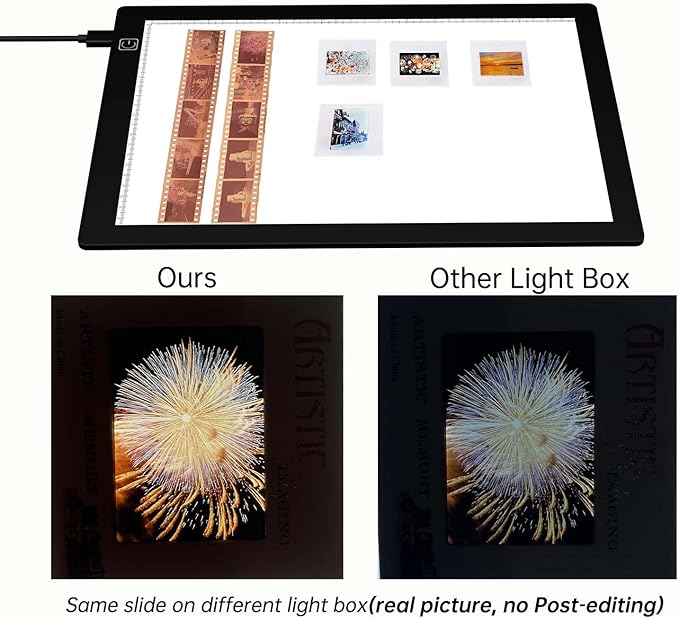 Slide Viewer Light Box 5600K 12”x8” Ultra-Thin Adjustable Brightness Backlight for Slides and Film Negative Scanning