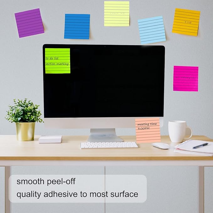 64 Pack 3840 Sheets Pop Up Sticky Notes Lined 3x3 inch Self-Stick Notes Pads Post Lined Sticky Note Pads Accordion Pop Up Notes Refill for Dispenser Home Office School, 80 Sheets/pad (Bright Color)