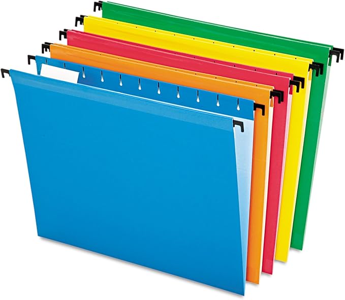 Pendaflex SureHook Reinforced Hanging Folders, Letter Size, Assorted Colors, 20 per Box (6152 1/5 ASST)