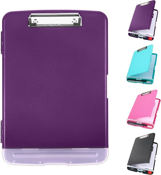 Clipboard with Storage, Large Capacity Nursing Clipboards with Low Profile Clip, Heavy Duty Plastic Storage Clipboard with Pen Holder, Side-Opening, Multifunctional Clipboard Case for Writing