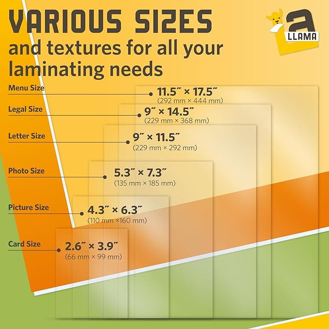 Matte Laminating Sheets 9” x 14.5”, 3 Mil Thick, 50 Pack, Legal Size Matte Thermal Laminating Pouches 8.5 x 14