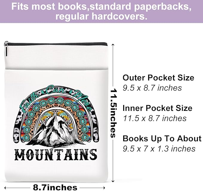 Inspirational Western Faith Christian Gifts Book Sleeve Book Cover Religious Cowgirl Accessories for Women Grandma Friend Graduation Christmas Birthday Book Lovers Gifts Book Protector with Zipper