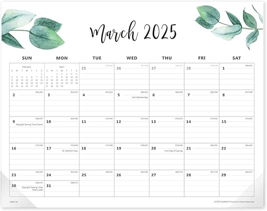 Cabbrix Magnetic Desk Calendar 2024-2025, Aesthetic Refrigerator Calendar 15 x 12 Inch Runs From Now to Dec 2025, Desk Blotter Calendar for Home School and Office(Green Leaf)