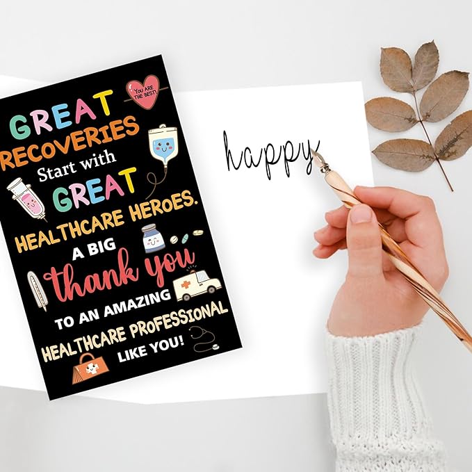 Thank You Card Gift for Nurses and Doctors – 8"x5.3" Healthcare Workers Appreciation Card with Envelope – Perfect for EMTs, Medical Staff, and Essential Healthcare Workers