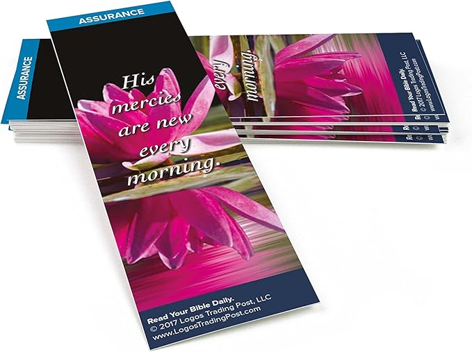 Christian Bookmark with Bible Verse, Pack of 25, Assurance Themed, His Mercies Are New Every Morning, Lamentations 3:22-23