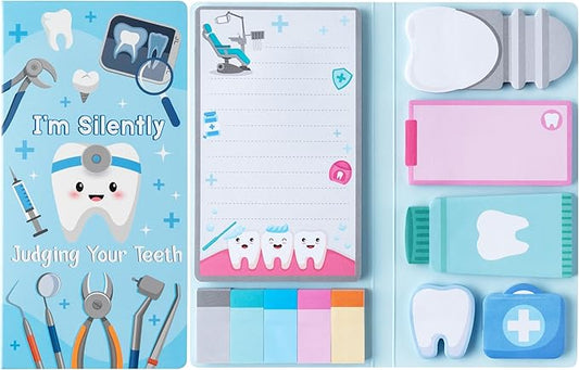 B1ykin Sticky Notes Set - Cartoon Theme Cute Self-Stick Notes Pad Teacher Appreciation Gifts， Self-Adhesive Writing Memo Pages Sticky to Do Notepad for Kids Employee School Office (Dentist)