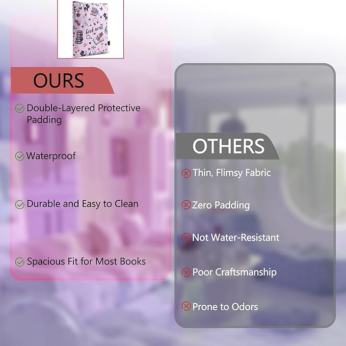 Book Sleeve for Book Lovers, Bookish Book Protector, Book Covers for Paperbacks, Washable Fabric, Book Sleeves with Zipper, Medium 11 Inch X 8.7 Inch