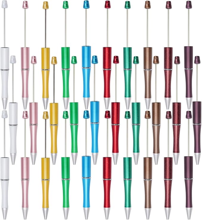 jiebor 30Pcs Beadable Pens Plastic Bead Pen Black Ink Ballpoint Pens Diy Pens Cute Cool Pens for Students Teacher Bridal Journaling Graduation Gift Office School Supplies