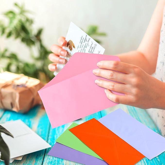 500 Pcs #10 Business Envelopes Adhesive Standard Envelopes Colored Envelopes for Office Check Invoices Letters Letterhead Invitations Announcements 4-1/8 x 9-1/2'' (Cute Color)