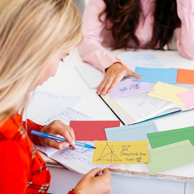 Koogel Index Cards 3 x 5 Inch, 750 Count, Ruled on both Sides, 10 Assorted Colors, Note Cards for Studying School Supplies, Office Organization