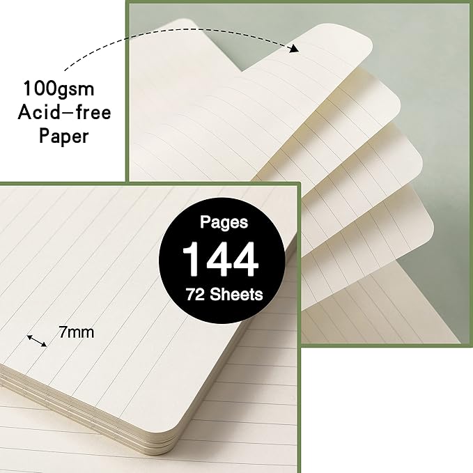 Ruled Notebook/Journal - Classic Lined Journal/Notebook, Hardcover with Thick Paper, 5.3" x 8.26", Banded + Pen Holder +Inner Pocket - Sky Blue