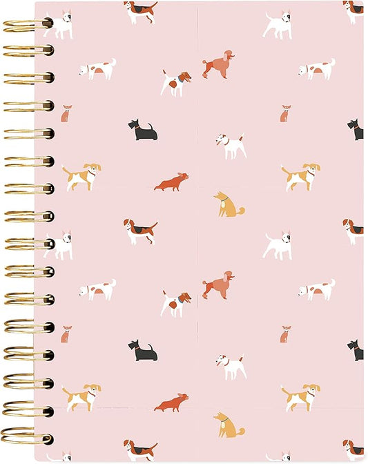 Graphique Hardbound Journal, Dog Pattern Design – 160 Ruled Pages, Dogs with Pink Background on the Cover, 6.25" x 8.25" x 1" – Perfect for Taking Notes, Lists and More