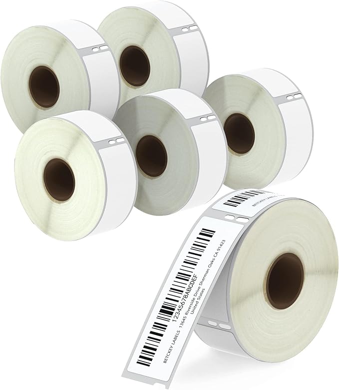 BETCKEY - Compatible DYMO 30252 (1-1/8" x 3-1/2") Address & Barcode Labels - Compatible with DYMO Labelwriter 450, 4XL, NOT Fit 550 & 5XL [6 Rolls/2100 Labels]
