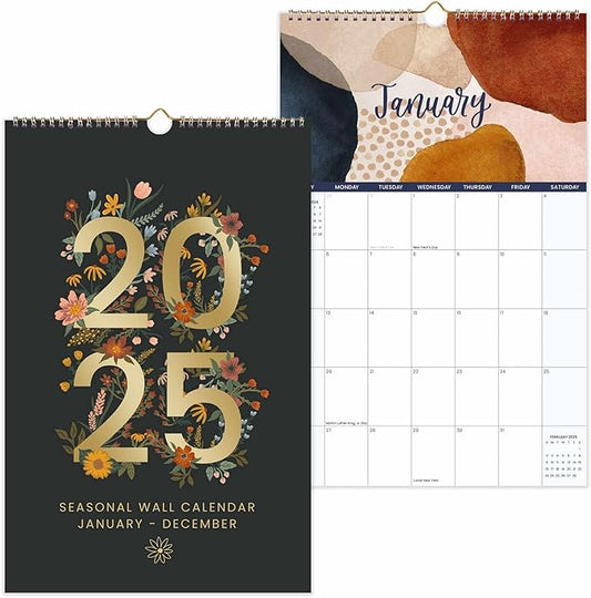 bloom daily planners 2025 Calendar Year Monthly Hanging Wall Calendar (January 2025 through December 2025) - Large 11” x 17” - Seasonal