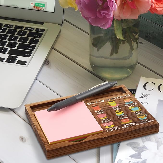Positivi-Tea Positivity Self Affirmation Sticky Note Holder, Self Empowerment Positive Self-Talk School Counselor Corner Psychologist Therapist Self-Stick Note Pad Holders ZSS46