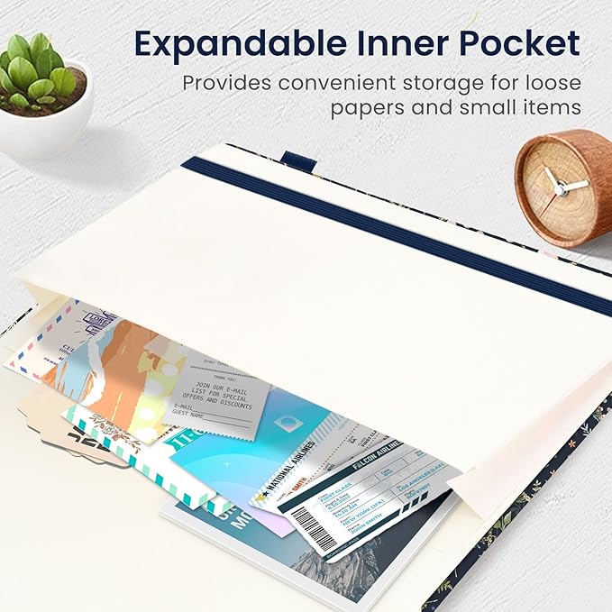 Bullet Dotted Journal Notebook for Women & Men, Hardcover Leather Journal for Writing, A5 Bullet Journaling Notebook for Work & Sketching, Perfect for Office School Home Supplies, 160 Pages, Patchwork Floral