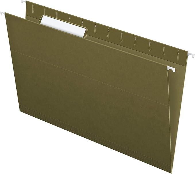 Pendaflex File Folders, Letter Size, 8-1/2" x 11", Classic Manila & Recycled Hanging Folders, Legal Size, Standard Green, 1/3 Cut, 25/BX (81621)