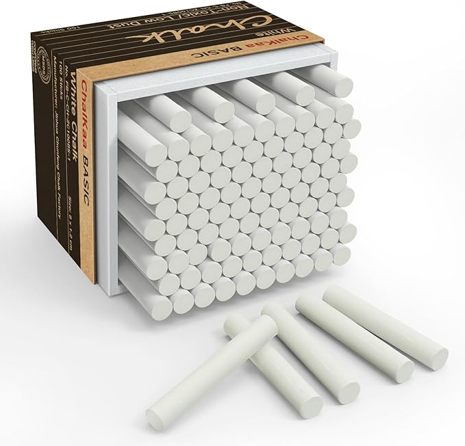 White Chalk 100PCS, Chalkboard Chalks for Classroom, Office and Home Use, Non-Toxic Bulk for Teachers and Kids, School Supplies Blackboard