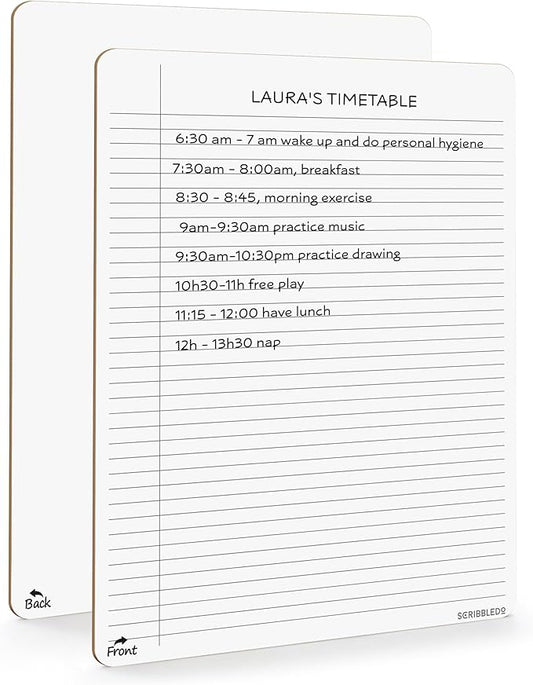 Scribbledo Dry Erase Notebook College Ruled Lined Board 9"x12" Reusable Lined Erasable Ruled Writing Note Pad Lapboard, Blank Whiteboard on Reverse