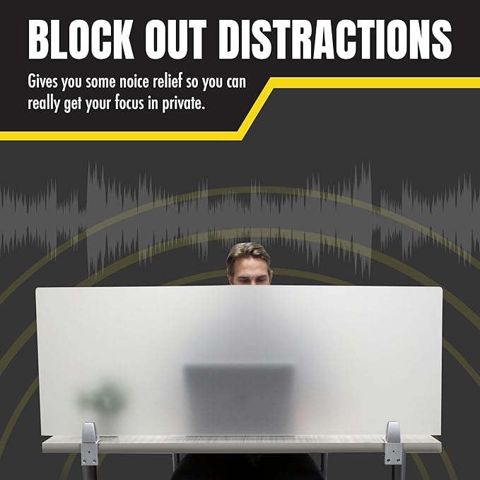 Obex Frosted Acrylic Desk Mounted Privacy Panel, 12", Aluminum