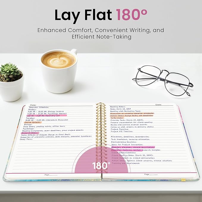 Lined Spiral Journal Notebook for Women, A5 College Ruled Journals for Writing, Hardcover Notebooks for Work, Note taking and Office School Supplies,140 Pages - Color Splash