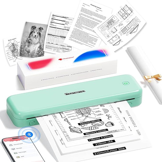 Phomemo M834 (Upgraded) Portable Printer, Wireless Bluetooth Thermal Printer, Support Multi-Size Thermal Paper, Compatible with iOS, Android & PC, Mobile Printer for Travel, Office, School, Green