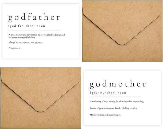 Will You Be My Godparents, God Parent's Proposal Cards Gifts with Envelope, Cute Gifts for Godparents On Wedding Day.（Godfather/Godmother A）
